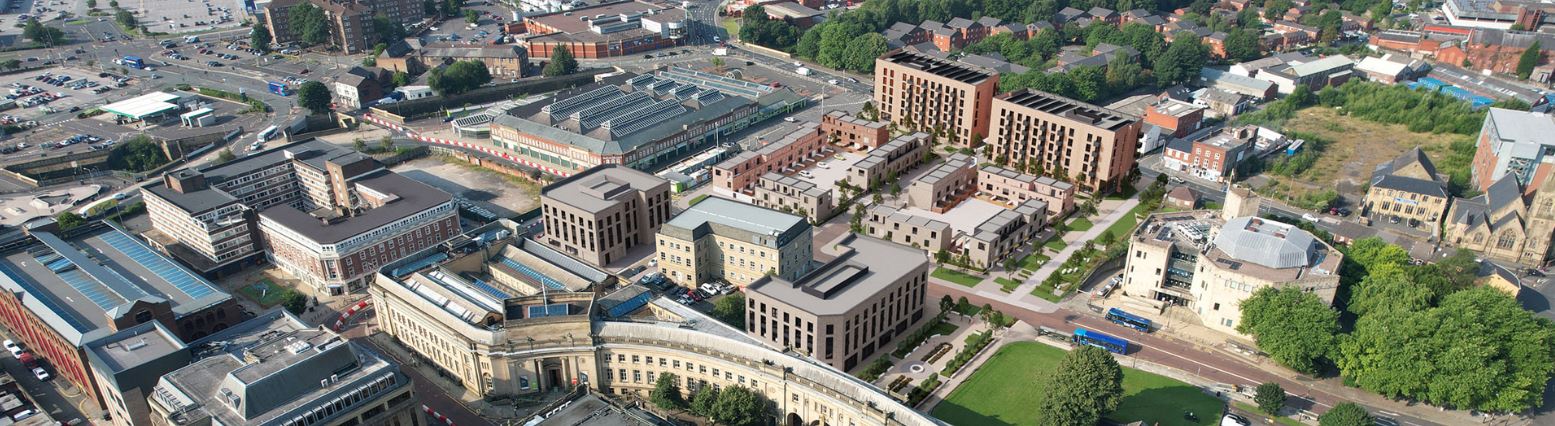 Aerial concept image of our Moor Lane new build development.