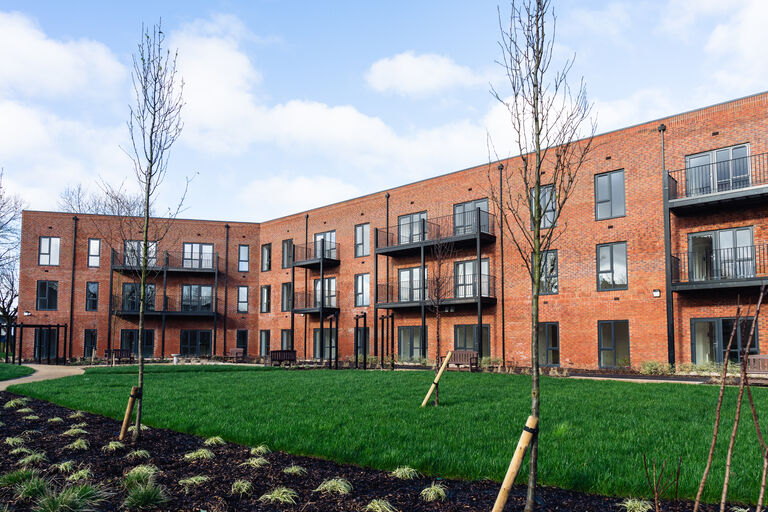 The main communal garden area of our Lever Gardens Court extra care scheme in Little Lever, Bolton.