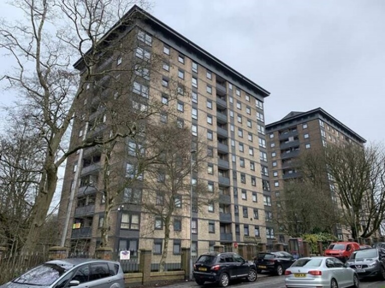 The exterior of our Blackshaw House block of flats in Deane, Bolton.