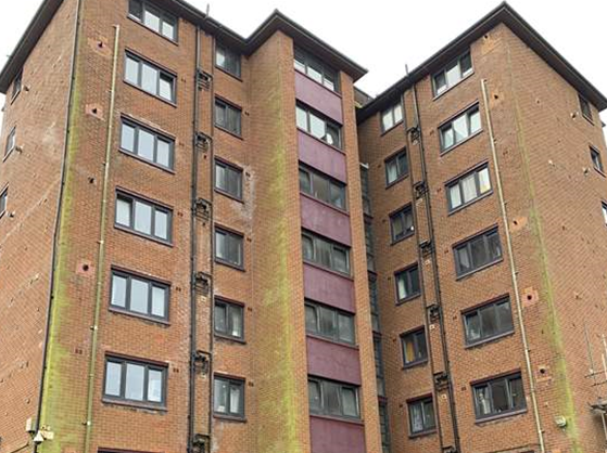 The exterior of our Rainford House block of flats in Bolton.