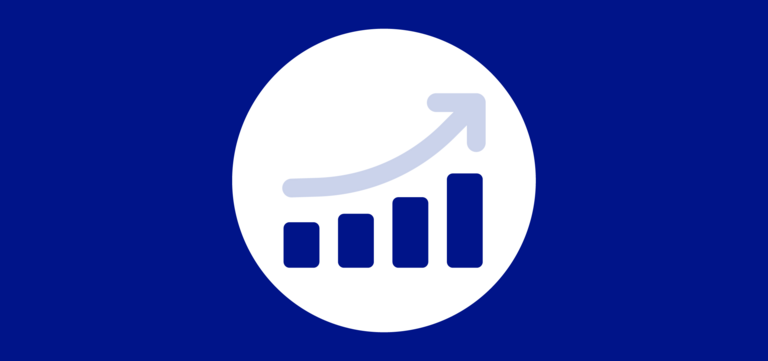 An icon depicting a graph with a rising (positive) correlation.