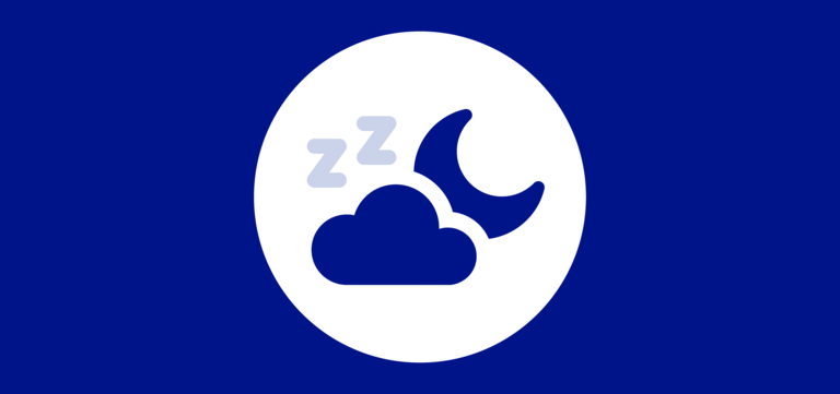 An icon depicting a cloud, moon, and 'ZZ' letters to represent sleeping.