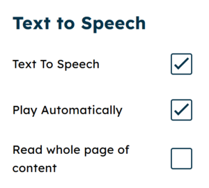 A screenshot of the Recite Me text-to-speech options panel.
