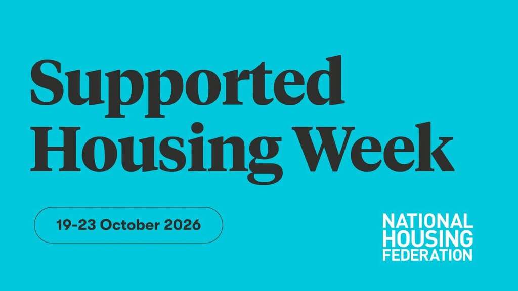Supported Housing Week graphic with blue background and National Housing Federation logo
