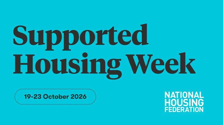 Supported Housing Week graphic with blue background and National Housing Federation logo