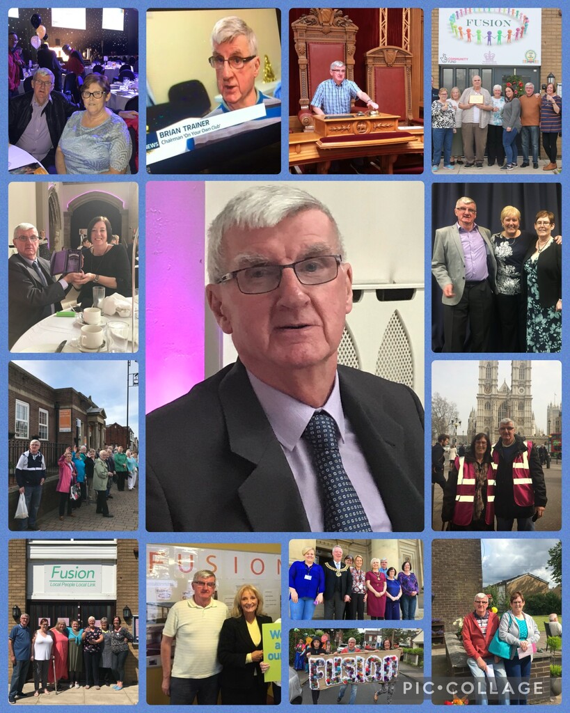 A collage of images of Brian Trainer.