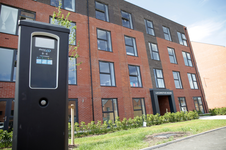 Be One Homes affordable rent apartment buildings at the Rivington Chase development.