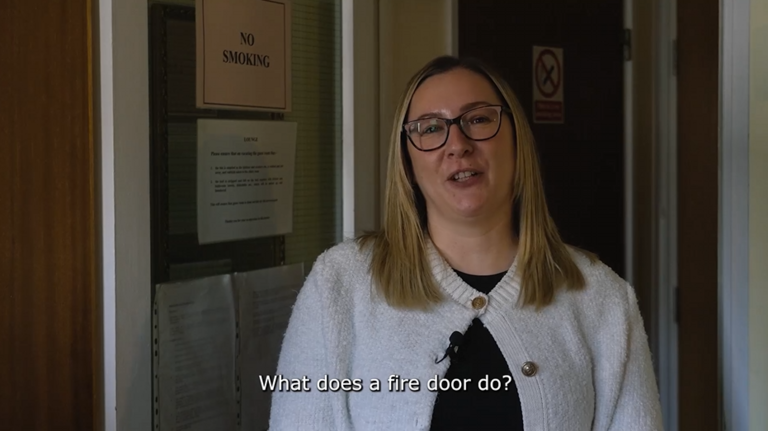 Thumbnail image from Katie's Fire Door safety video.