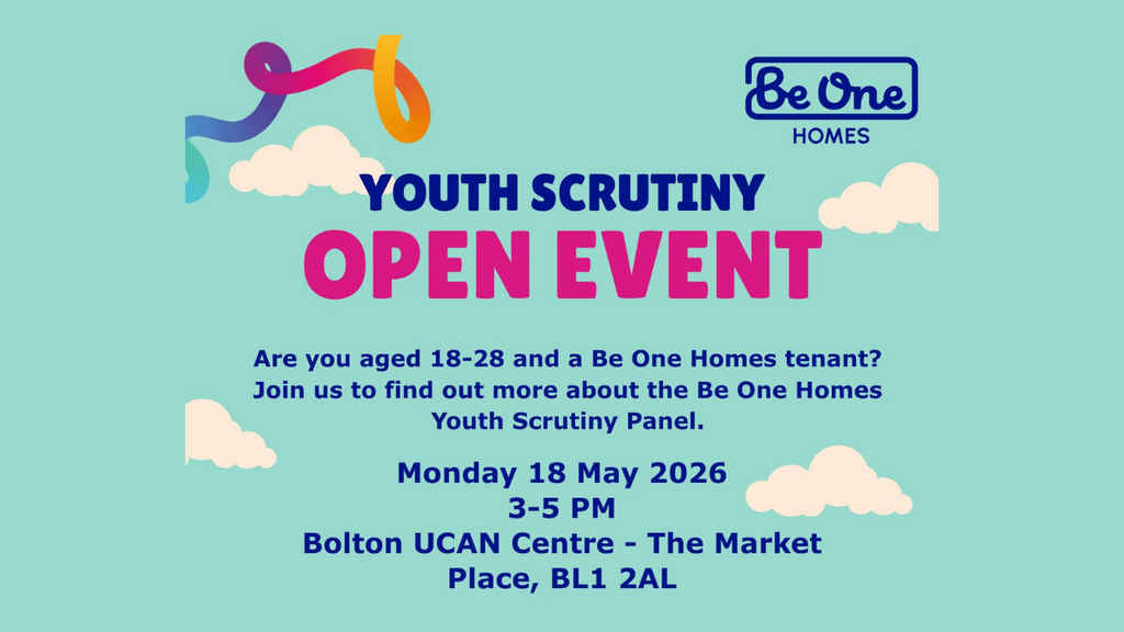Promotional image for the Youth Scrutiny Open Event on Monday 18 May 2026, 3pm. A text-based alternative containing the information in this poster is available in the accompanying article.